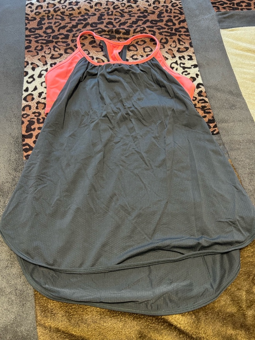 LULU LEMON Racerback Tank - Coral/Charcoal